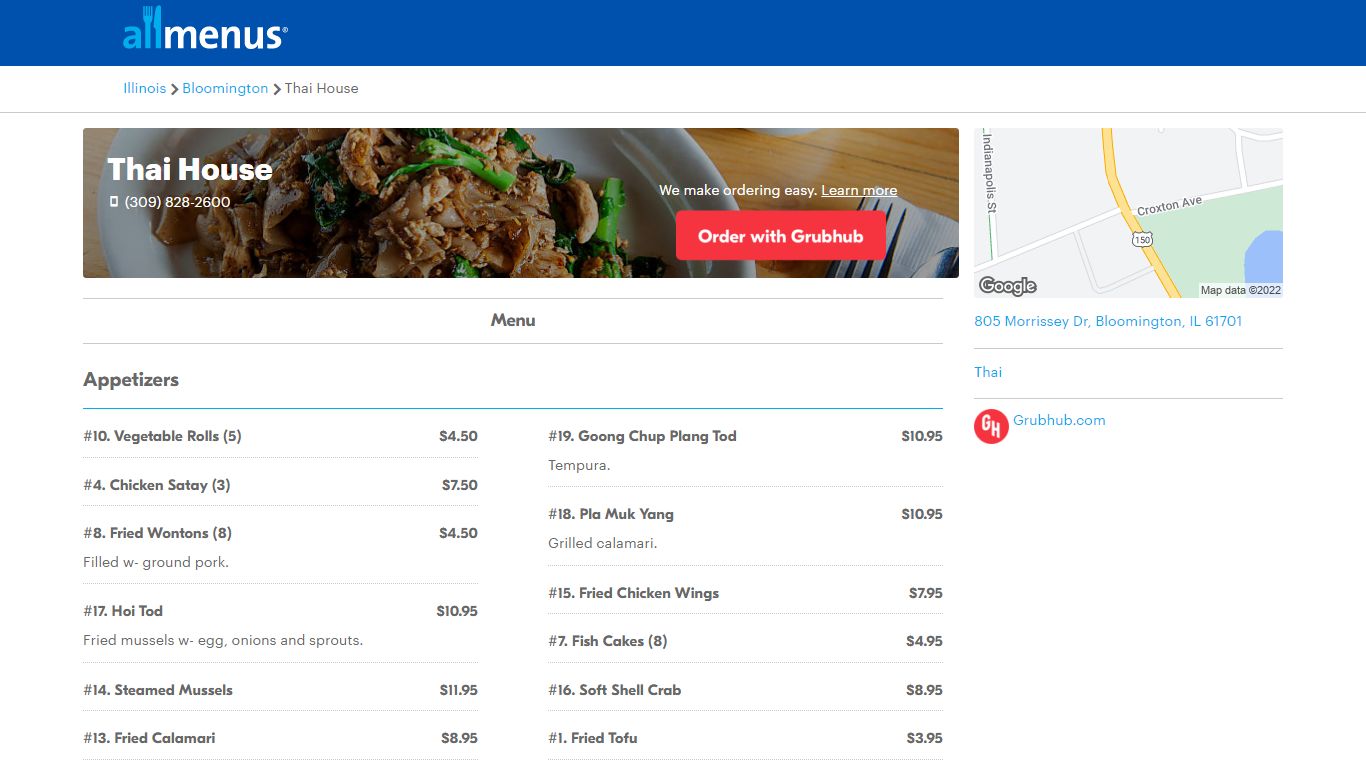 Thai House menu - Bloomington IL 61701 - (877) 585-1085 - Allmenus